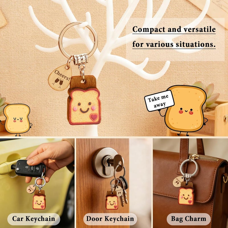 PEALICIOUS New Beginnings Gifts for Girls Toast Keychain, Galentines Day Gifts for Best Friend Love/Engagement/Housewarming/Birthday Present as Her Valentines Keychains for Couple Coworker Sister - Image 3